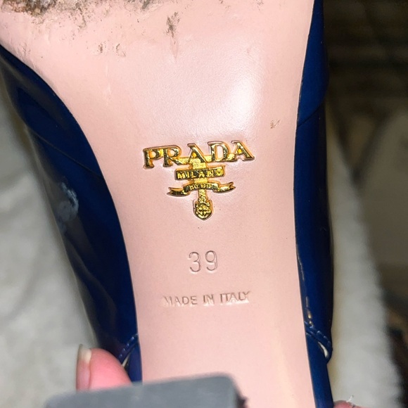🔥 PRADA Luxury Blue Patent Leather Heels w/Buckle size: 39  🔥 - Picture 7 of 17